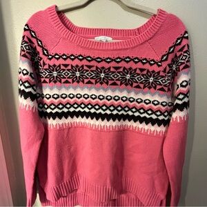 NWT NY&Co Pink Fair Isle Sweater Small